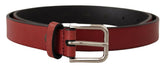 Dolce & Gabbana Maroon Vitello Leather Silver Metal Belt -   -  Dolce & Gabbana.
